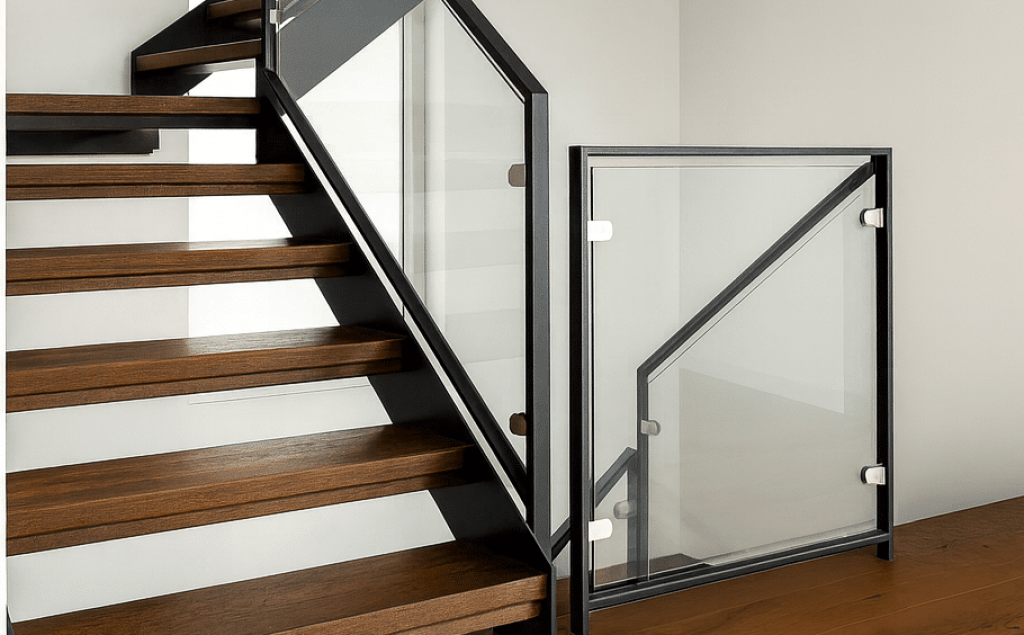 Treppengeländer Innen Stahl und Glas